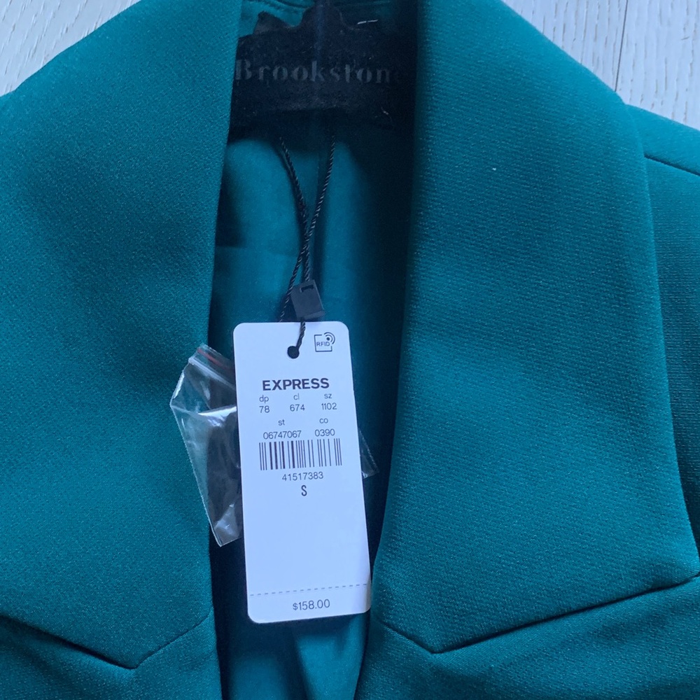 Express Teal Women's Blazer size S NWT classic elegant one button career preppy - Picture 2 of 9